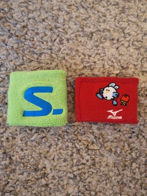 Två wristband - Salming, Mizuno - Två snygga wristband från Salming och Mizuno i grönt och rött. Aldriga använda och skicket är helt ny. Skick: 10/10