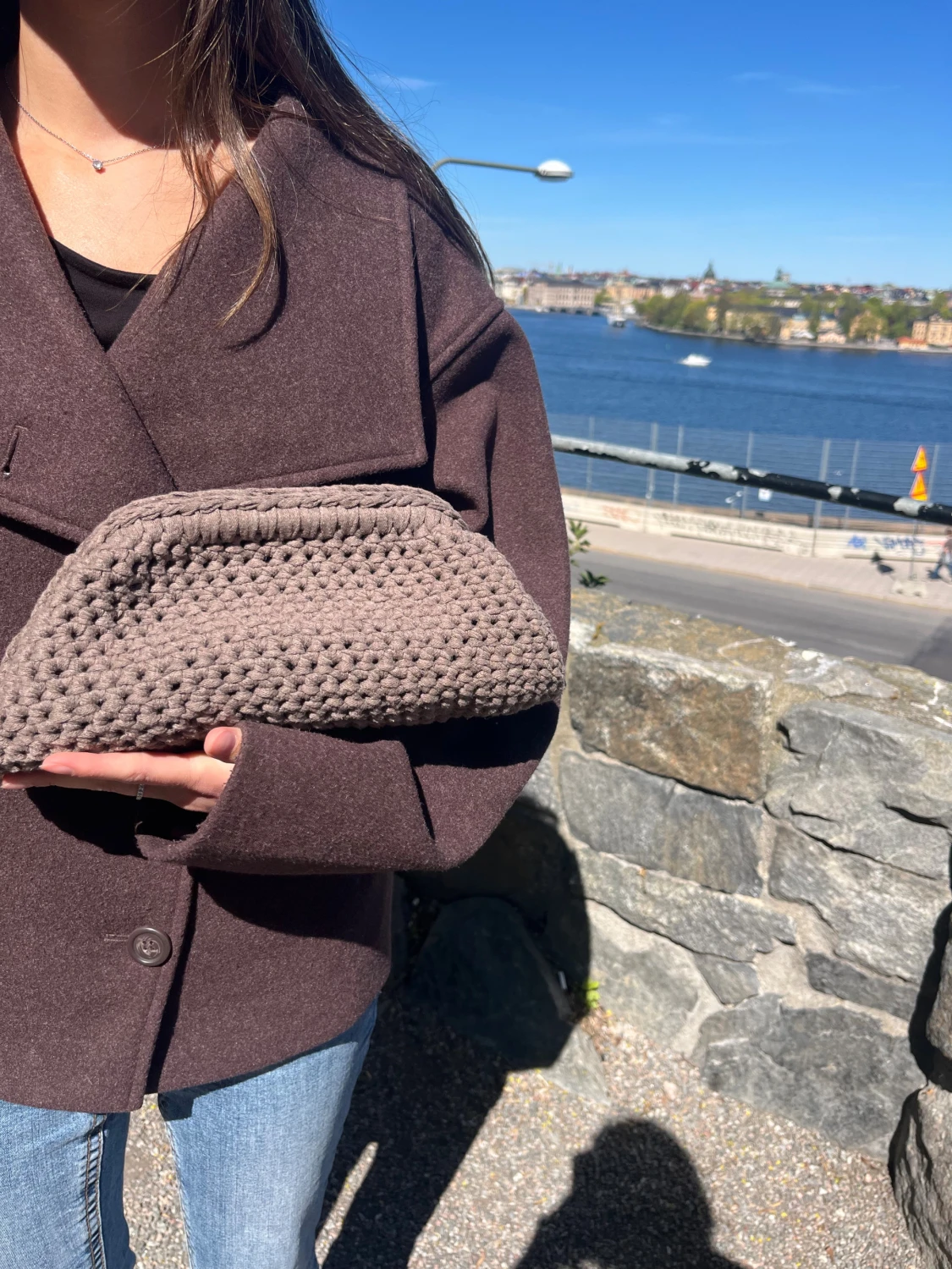 Virkad Clutch väska beigebrun - 1