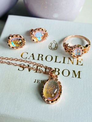 Smyckesset i rostfritt stål - Smyckesset i rostfritt stål med halsband, örhängen och ring. Ringen är i storlek 16. Okänt märke och nya!