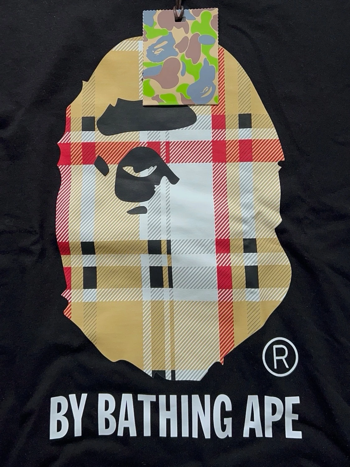 Svart BAPE t-shirt med rutigt tryck - 3