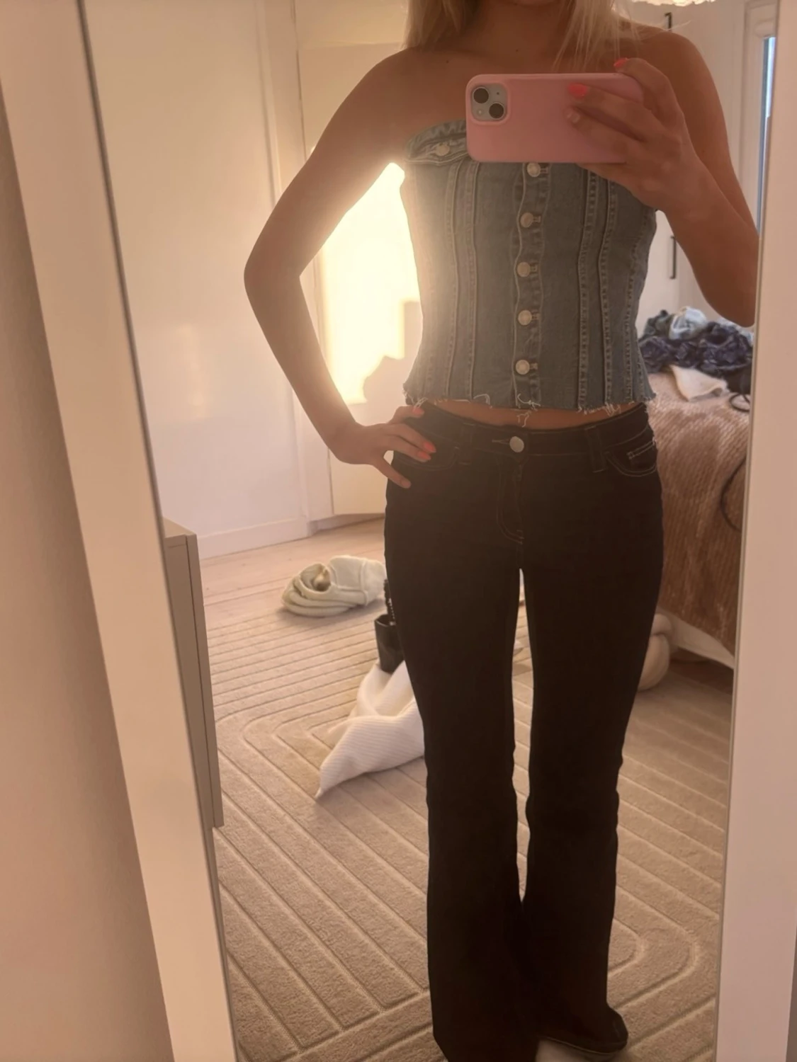 Blå denim topp Zara - 1