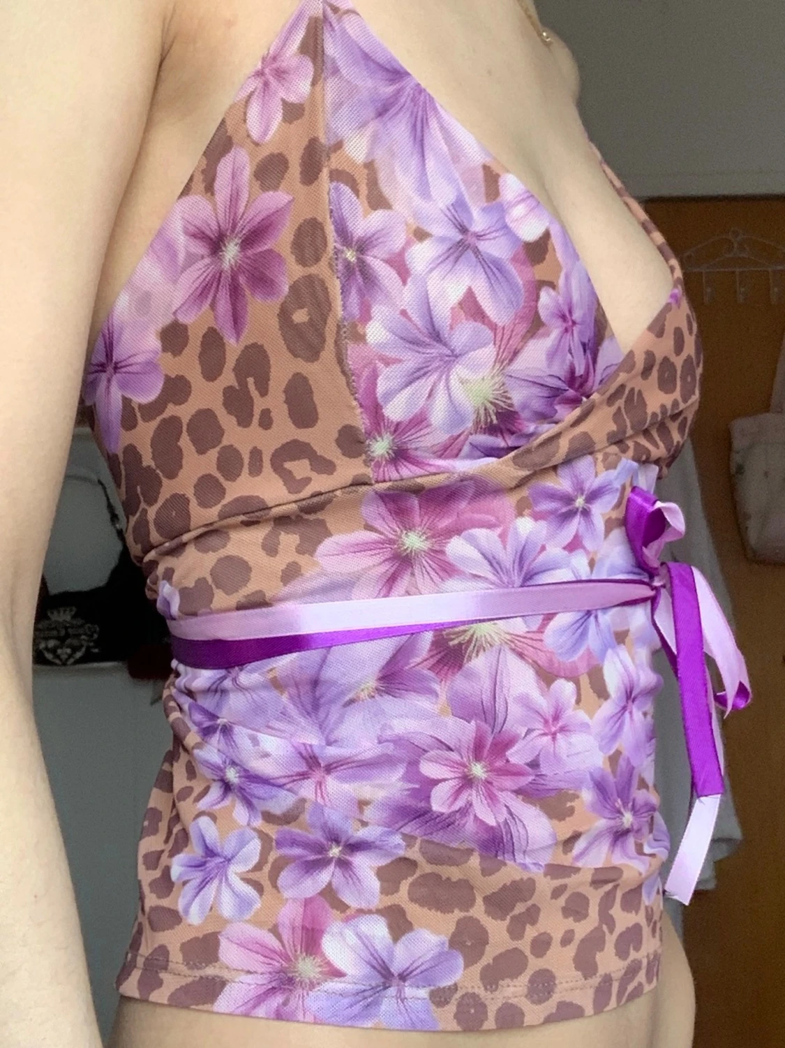 Leopard- och blommig omlottopp - 2