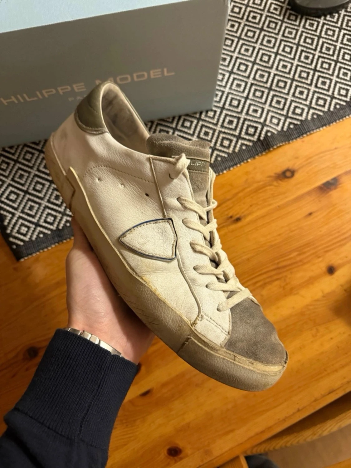 Philippe Model vita sneakers i skinn - 2
