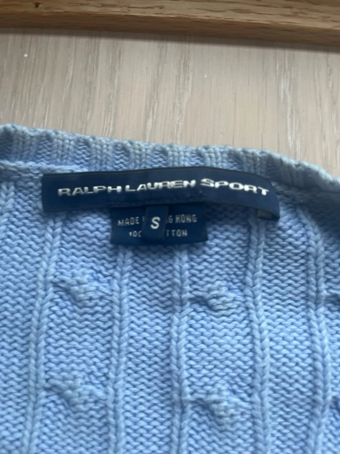 Ljusblå kabelstickad tröja Ralph Lauren - 1