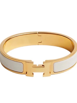 H-armband i vit - Vit och guld