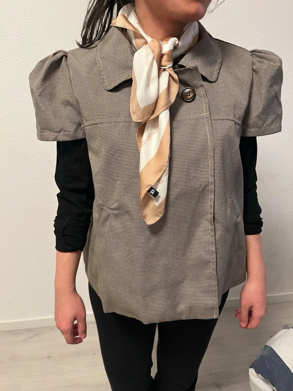 Rutig overshirt med puffärm - 2