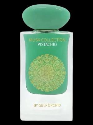 Musk Collection Pistachio - Gulf Orchid - En lyxig parfym från Gulf Orchid, Musk Collection Pistachio, med en grön och vit flaska och gulddetaljer. Doften har toppnoter av mjölk, pistage och nötter, hjärtnoter av puder, sandelträ och ros samt basnoter av mysk, vanilj och ambra.