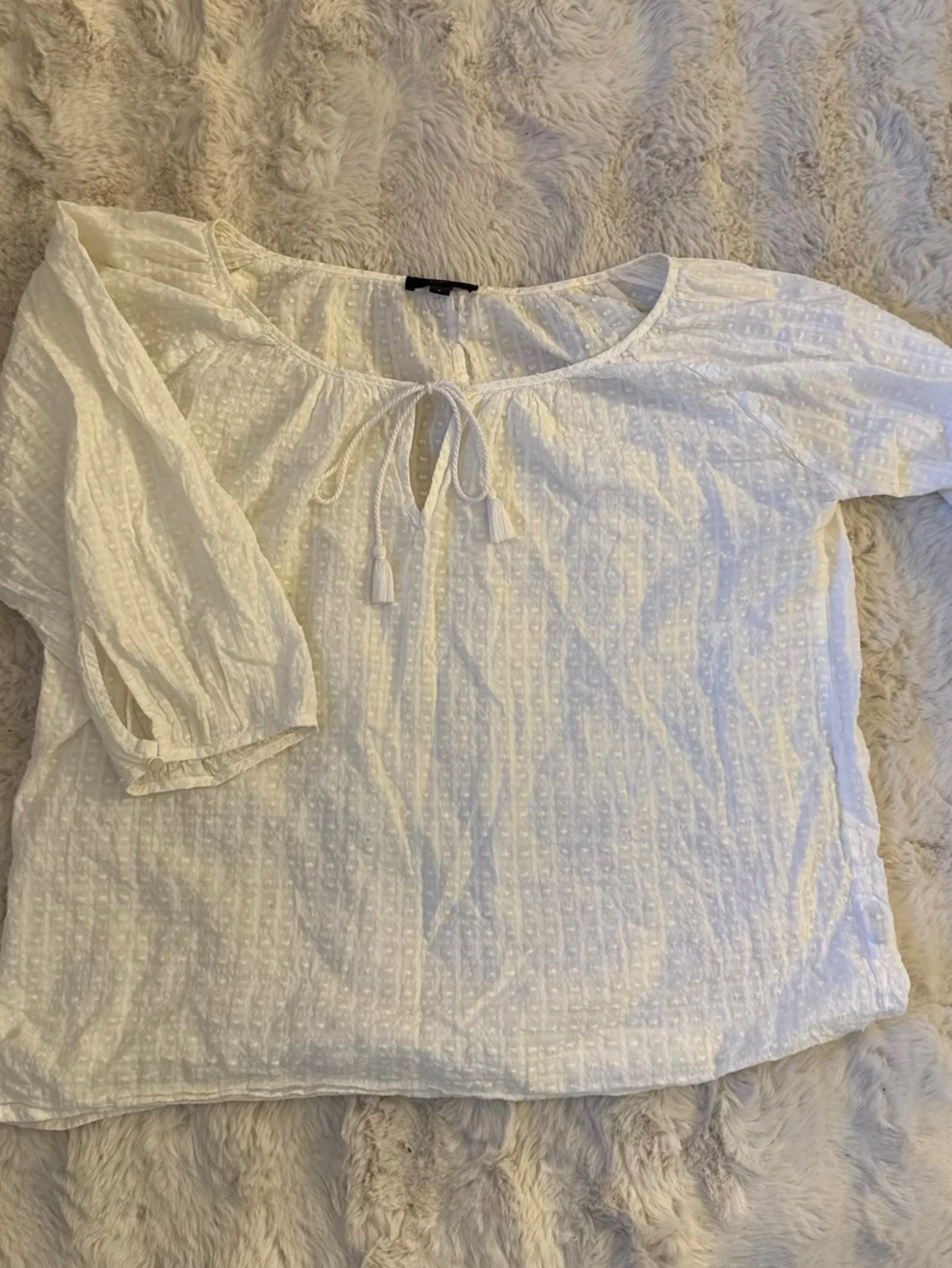 Vit offshoulder blus med struktur - 2