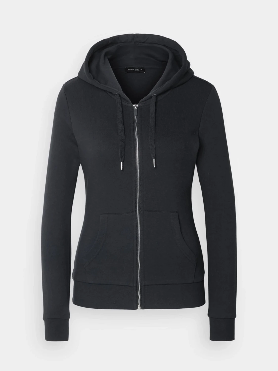 Svart zip hoodie med huva