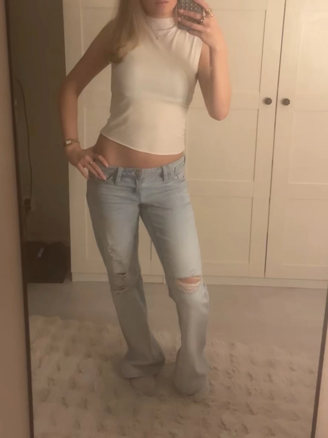 Vit croppad ärmlös topp - 1