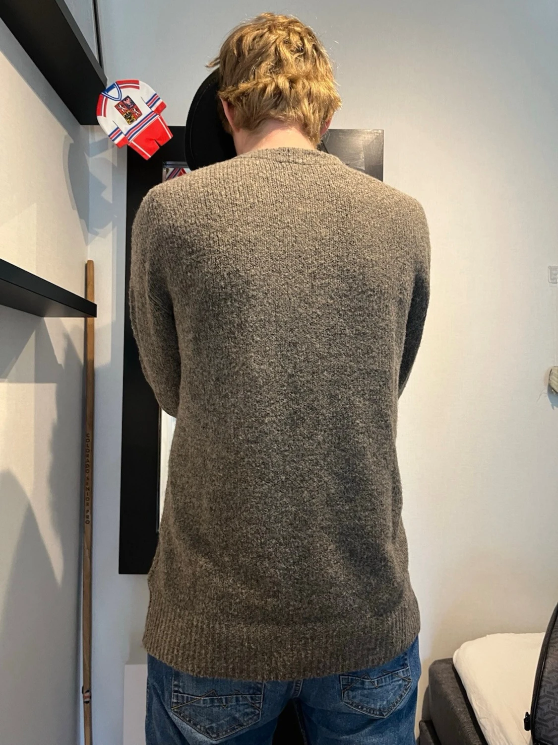 Gråmelerad kofta med knappar - 1