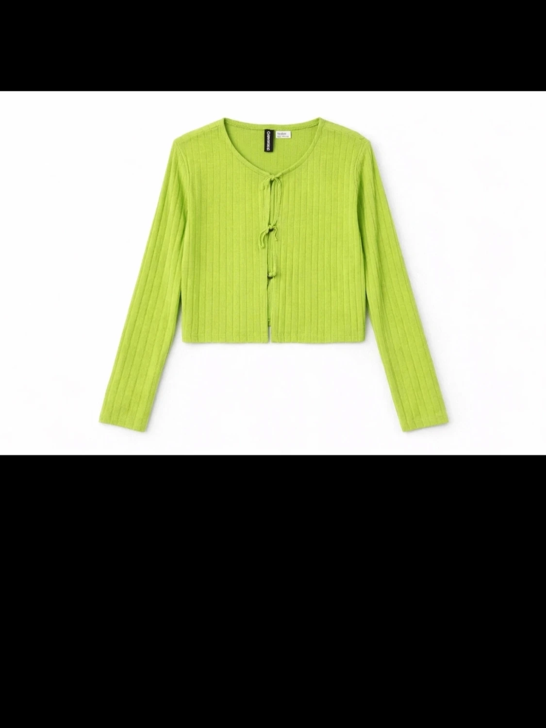 Grön ribbad kofta med knytning