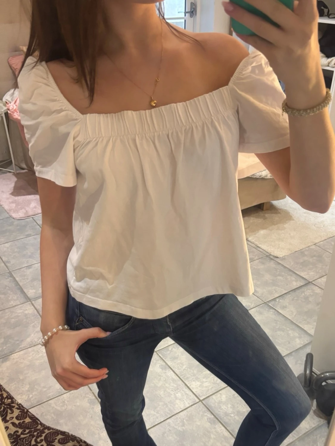 Vit offshoulder topp i bomull - 2