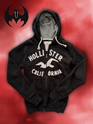 Vintage Hollister zip-Hoodie  - Säljer denna eftertraktade Hollister Hoodie | Mycket bra skick, endast en pite liten fläck som syns inte | Size M | längd: 69cm bredd: 57cm armlängd: 68cm | Modell 178, 64kg | Lägg endast bud med avsikt att köpa, inga fördröjning! 