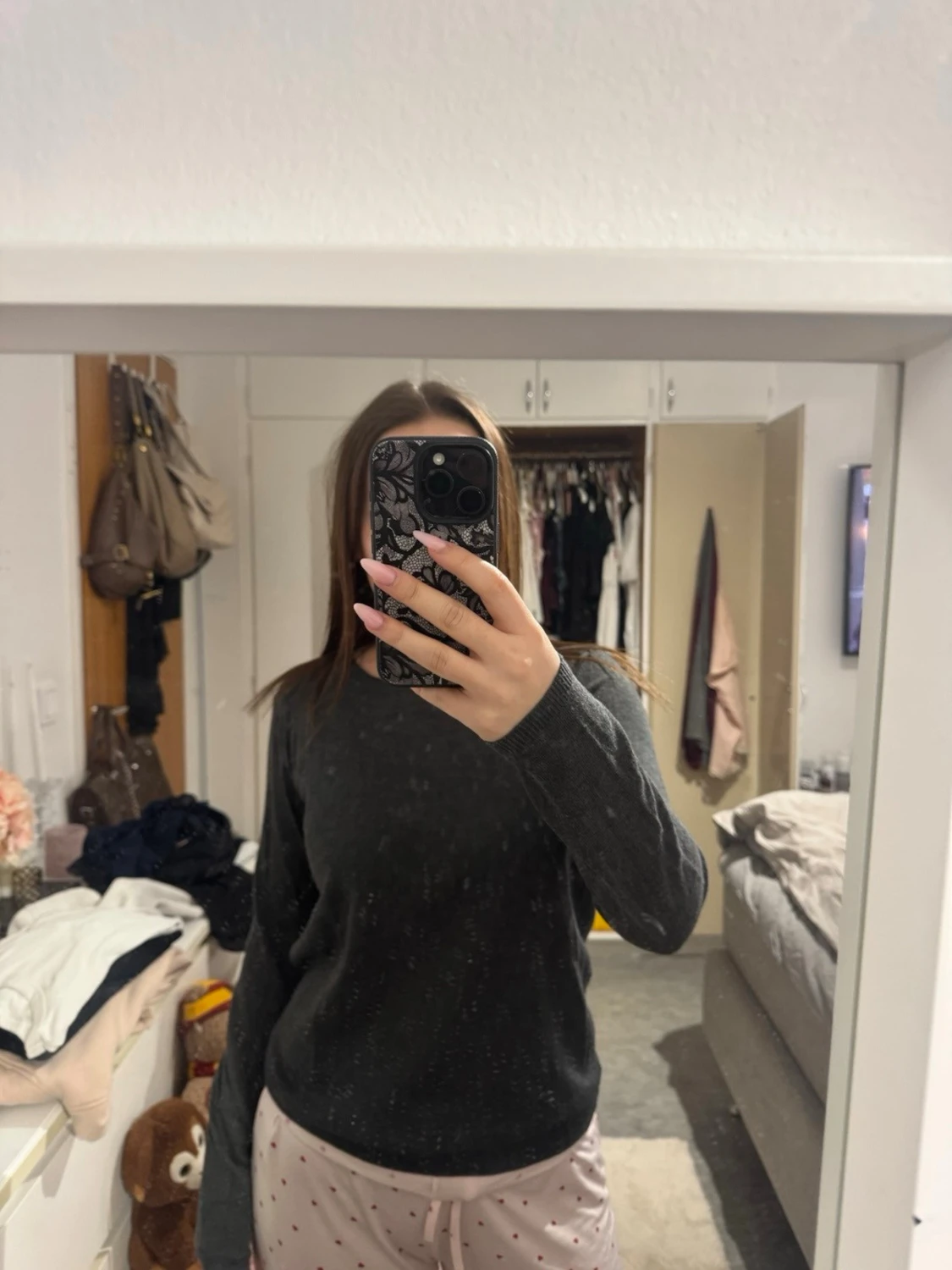 Mörkgrå basic stickad tröja