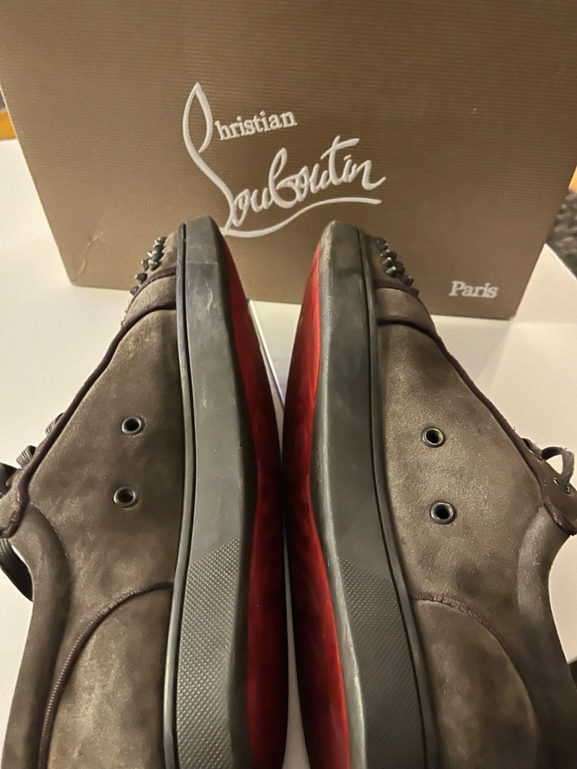 Christian Louboutin gråa spikes sneakers - 4