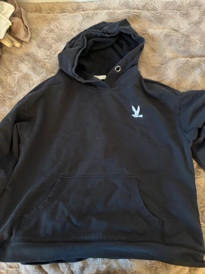 Mörkblå hoodie från CCDOUBLEO - Mörkblå hoodie från CCDOUBLEO med klassisk känguruficka och huva. På bröstet finns en liten broderad fågel. Hoodien har en avslappnad passform och är tillverkad i mjukt bomullsmaterial, perfekt för chill dagar.