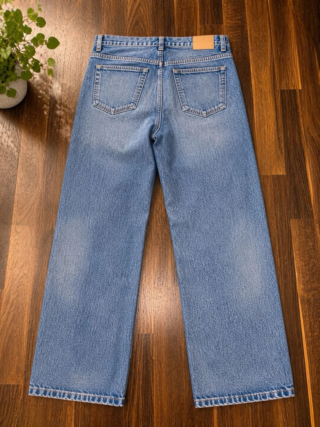 Blå raka jeans med hög midja - 1