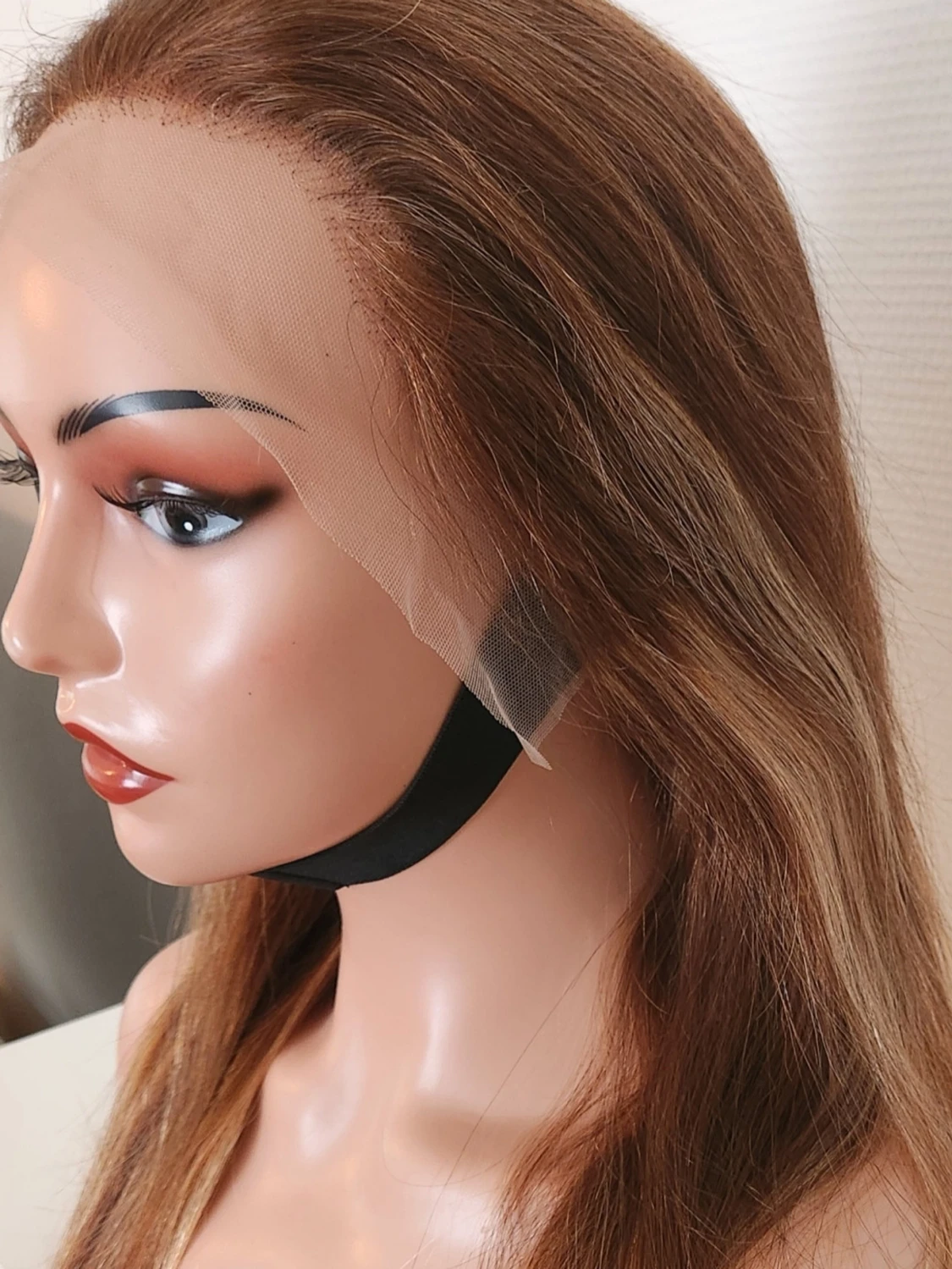 100% human hair SDD,  äkta  Lång ljusbrun 13*4 lace frontal peruk 24" - 1