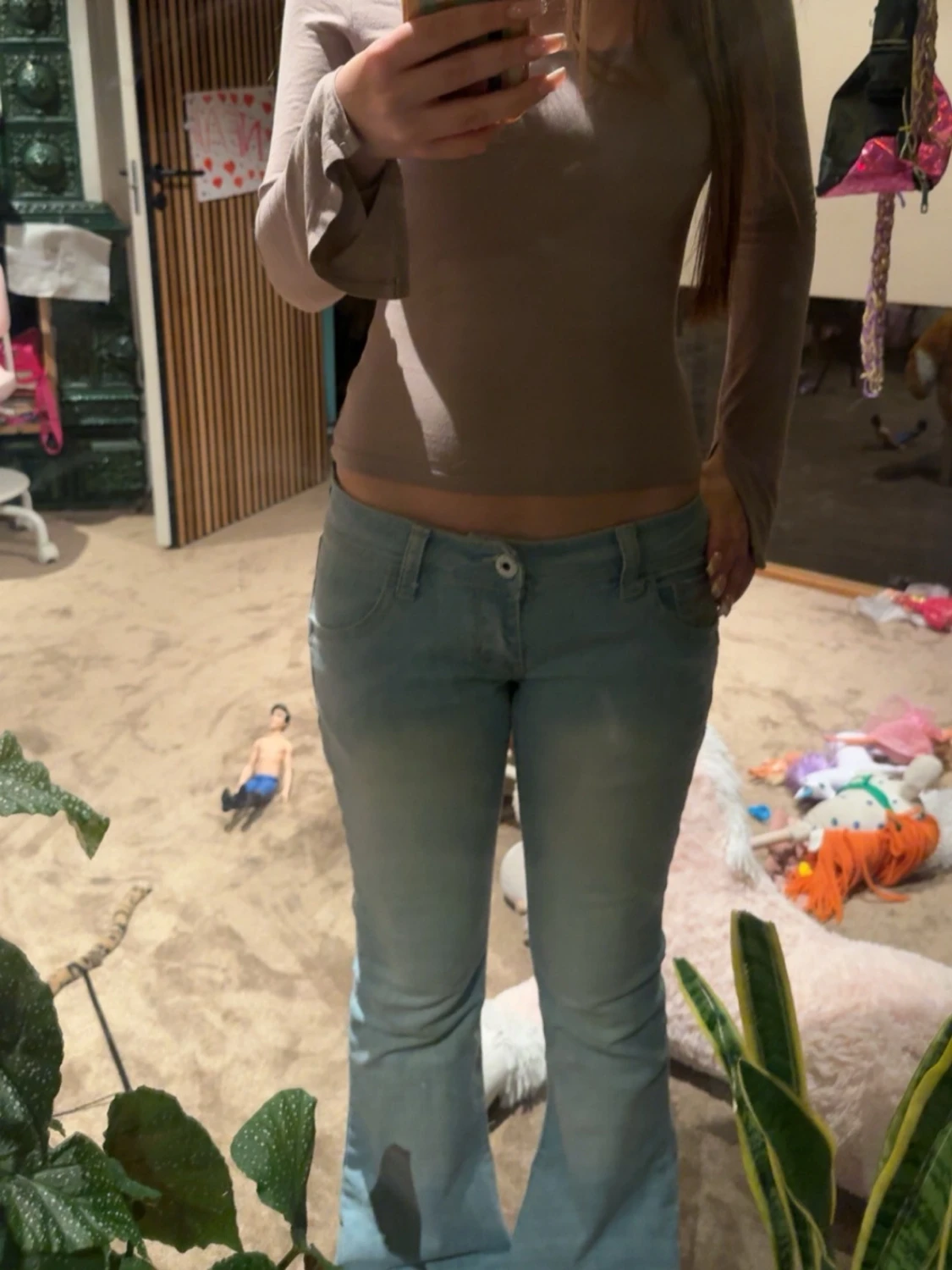 Ljusblå bootcut jeans  - 5