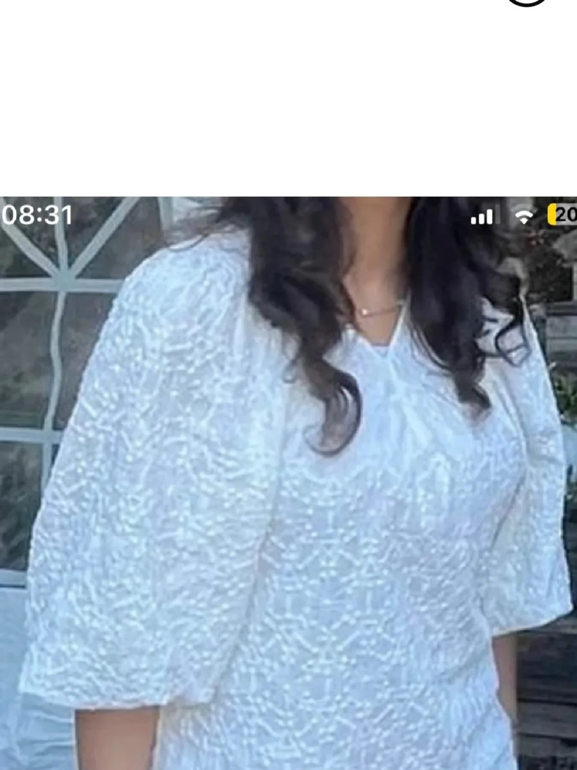 Vit omlottklänning med puffärm - 2