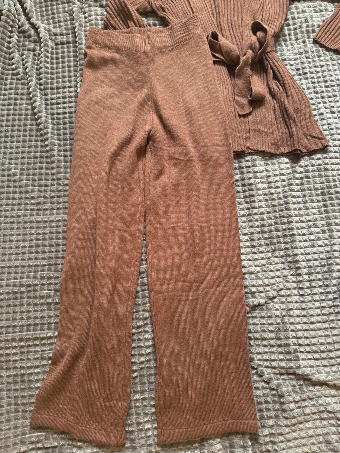 Brunt ribbat loungewear-set - 1