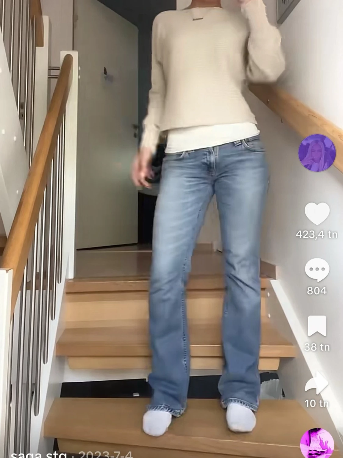 Beige ribbstickad tröja från ONLY