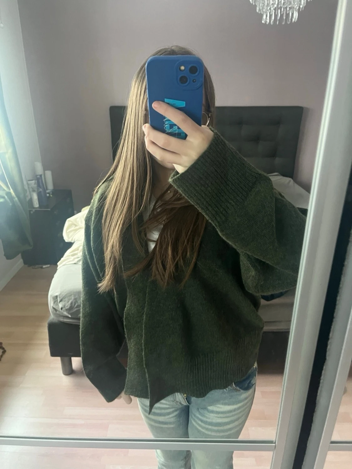 Mörkgrön oversized kofta