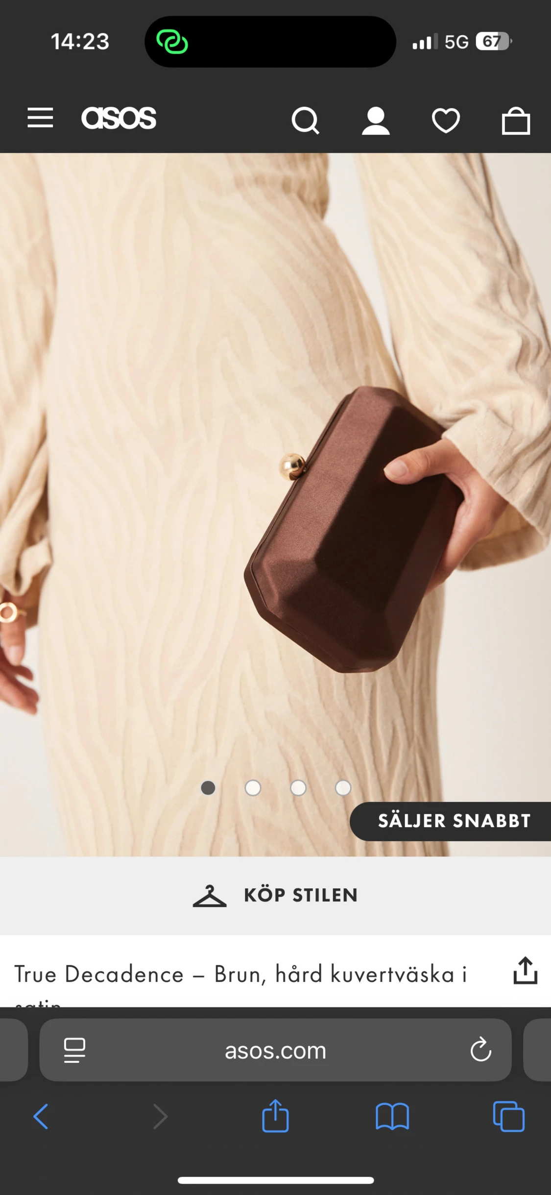 Brun hård kuvertväska i satin