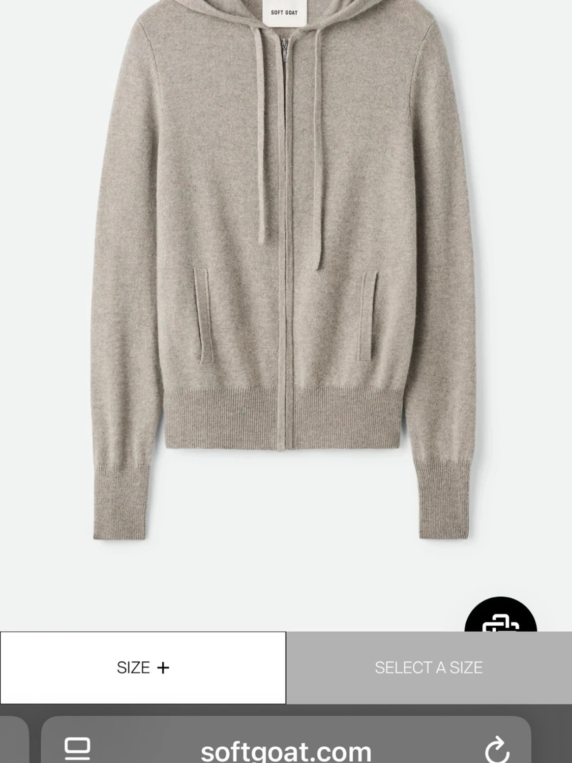 Grå zip-hoodie i cashmere Soft Goat - 1