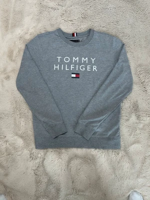 Tommy Hilfiger Sweatshirt – Grå (passar XS/S) - Säljer en grå sweatshirt från Tommy Hilfiger med klassisk logga framtill. Clean och tidlös modell som passar lika bra till jeans och cargos som över en skjorta. Märkt storlek 164 men passar XS/S. Sitter som en mindre unisex-modell. Sparsamt använd och i toppskick utan tecken på användning. Storlek: Märkt 164 (passar XS/S) Färg: Grå Skick: 10/10