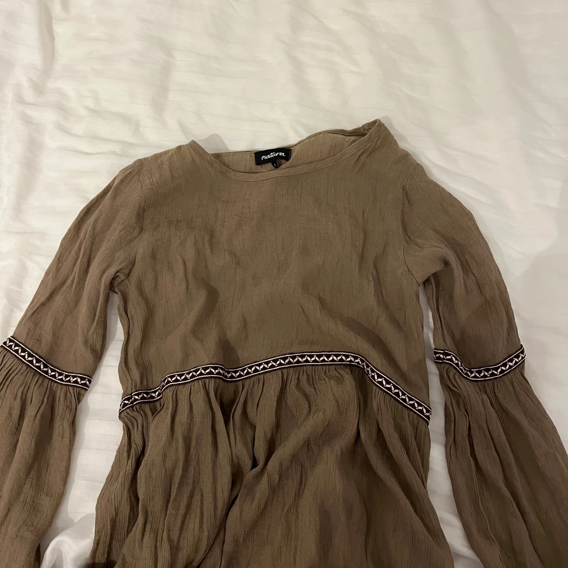 Beige brub långärmad topp  - 90