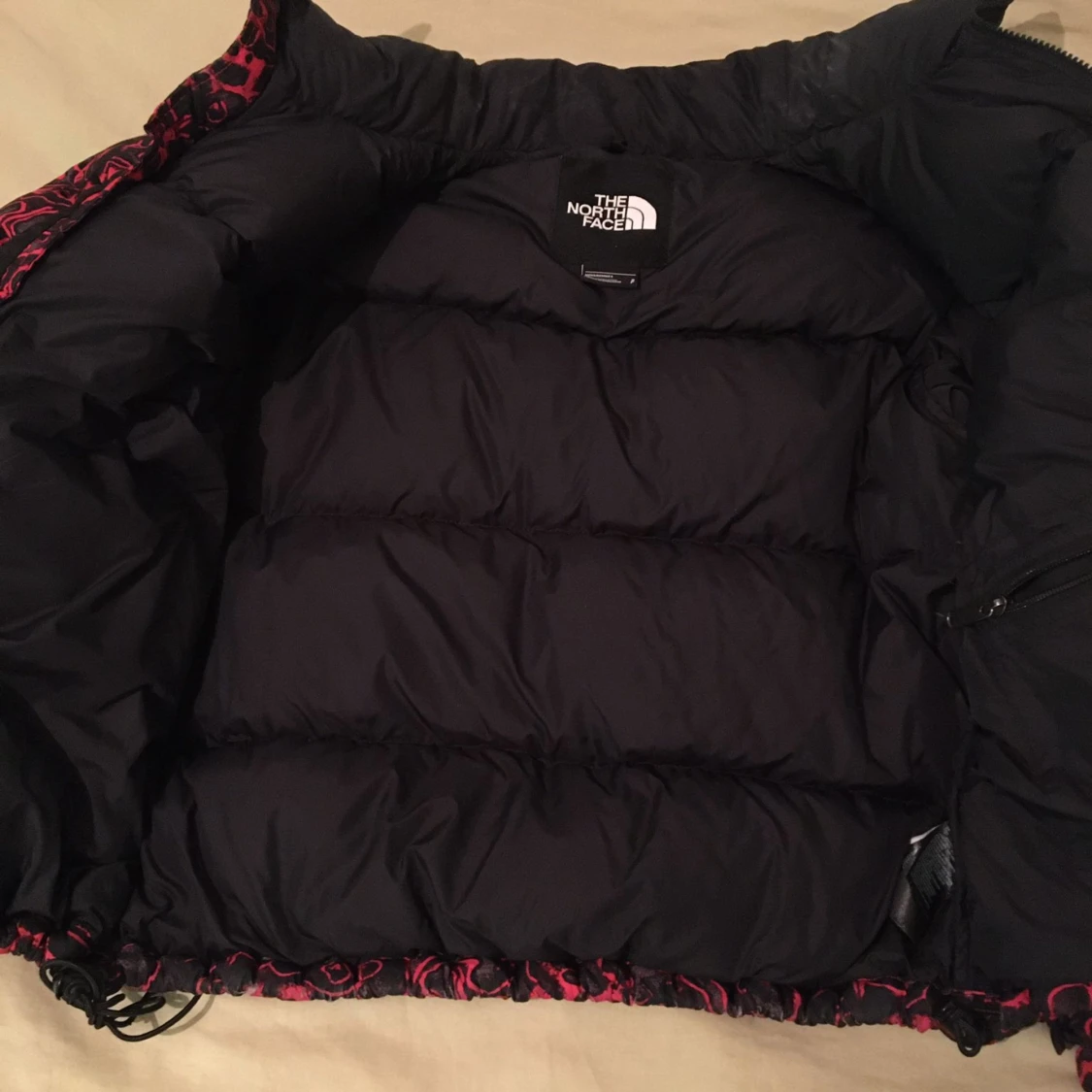 North Face 1996 Retro Nuptse Jacket Rose Red '94 Rage Print - 1