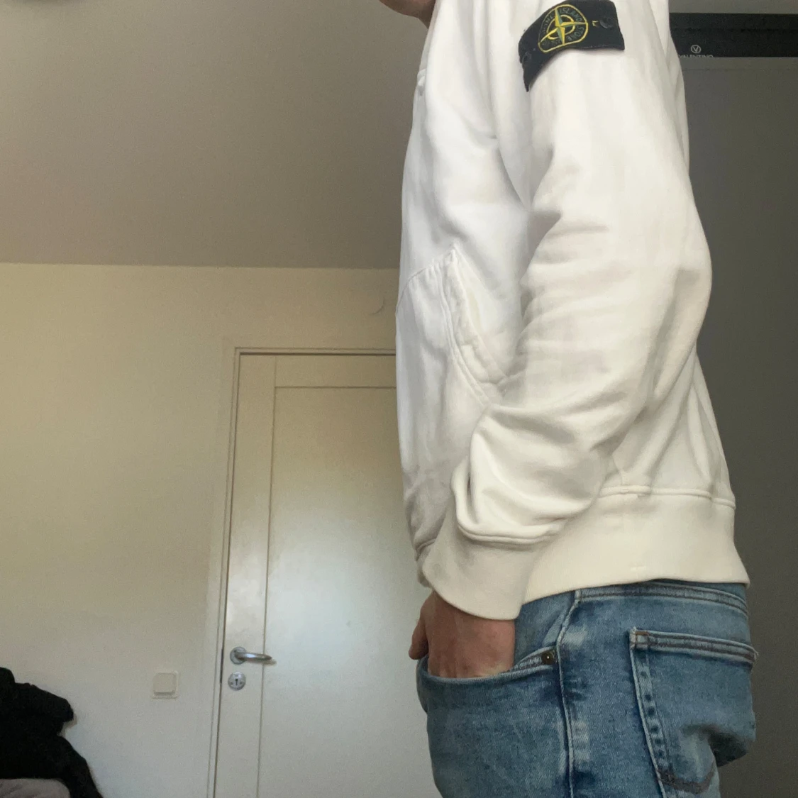 Vit hoodie från Stone Island