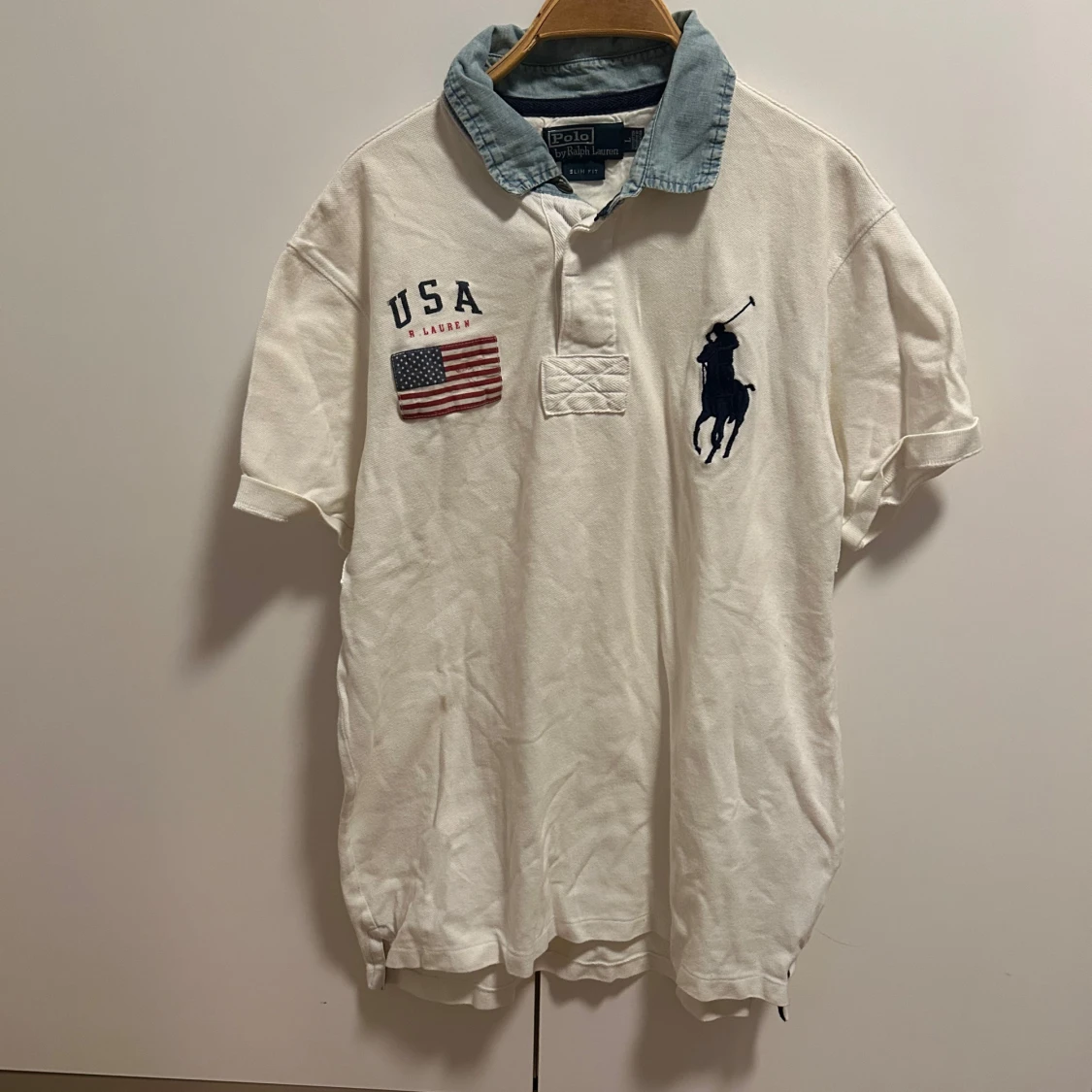 Vit pikétröja från Ralph Lauren