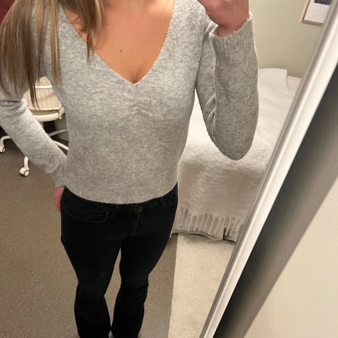Grå stickad tröja - 90