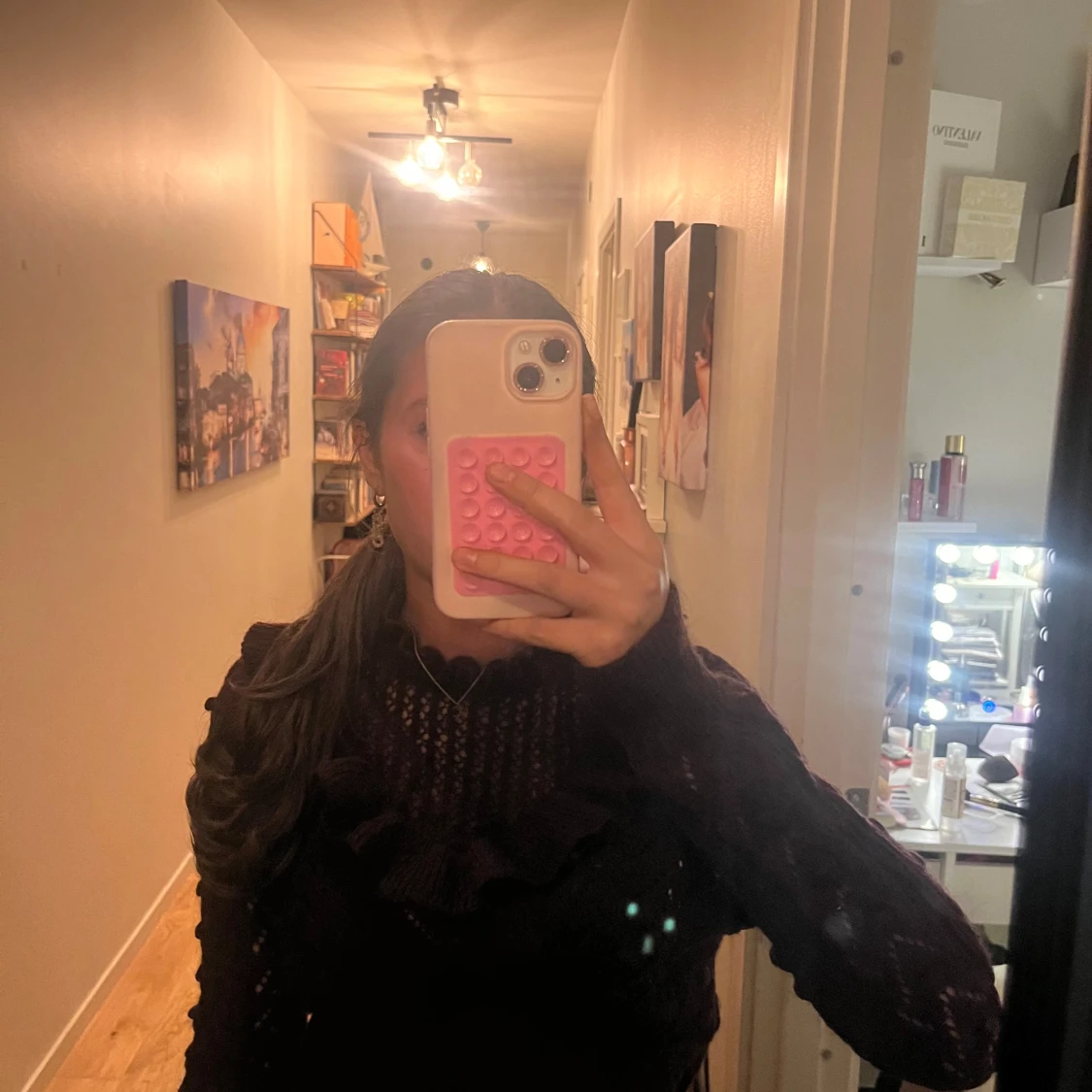 Vinröd stickad topp från Zara - 90