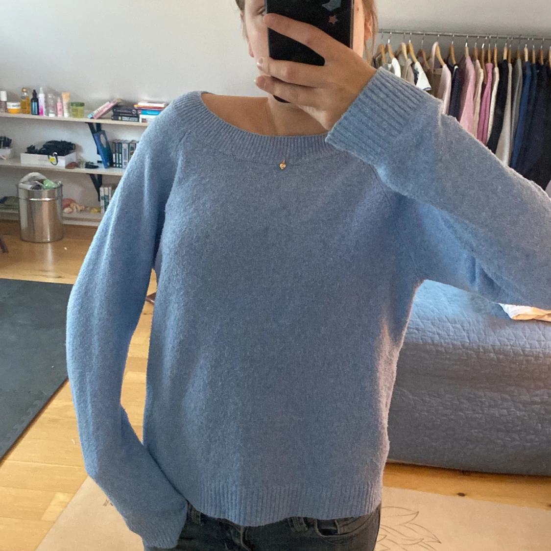 Ljusblå stickad tröja💕 - 91