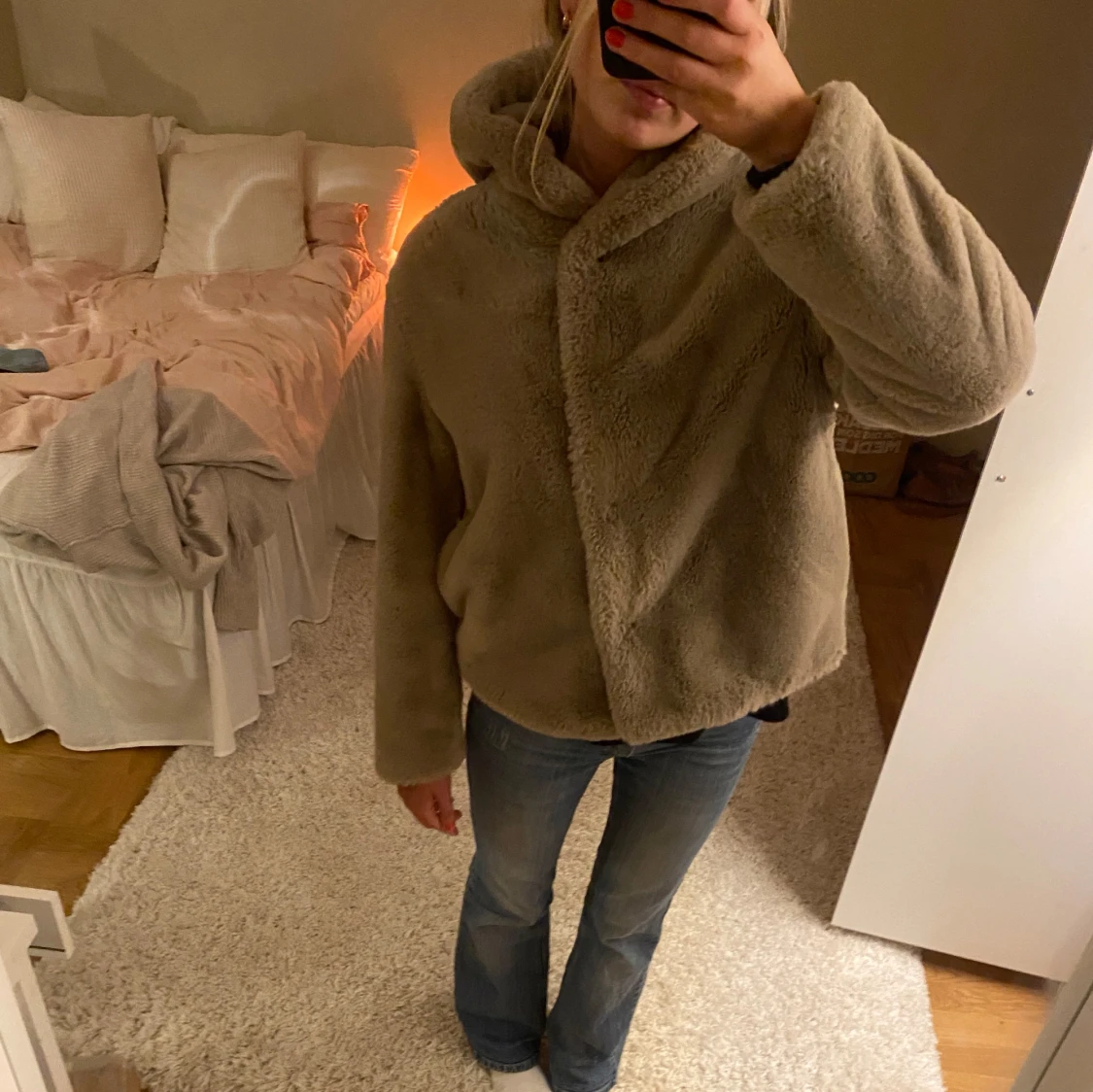 Beige teddyjacka - 92