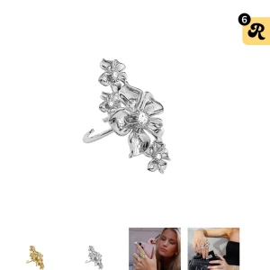 Silver Ioaku ring - Fin blomring från ioaku. Nypris är 600kr. Den är använd cirka tre gånger och har inga slitage. Reglerbar storlek