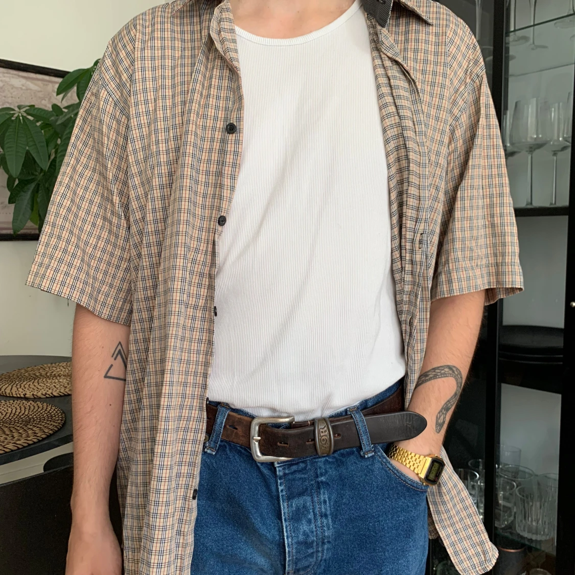 Kortärmad burberryskjorta