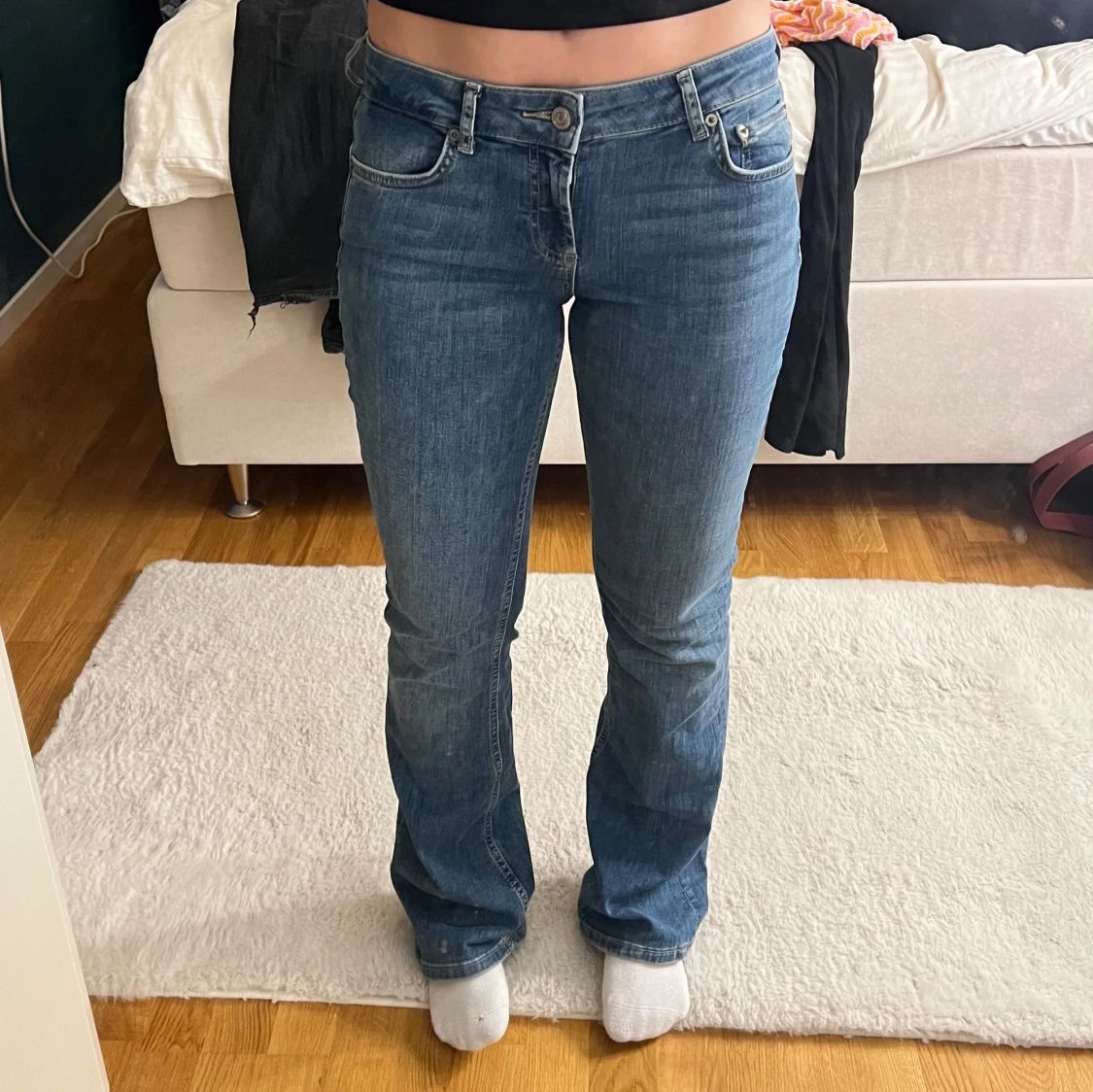 Blå bootcut jeans - 90