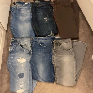 Dondup jeans  - Säljer 6 par dondup jeans, alla i super skick! Skriv för mer information! Guzzmagnet jeans😍😅
