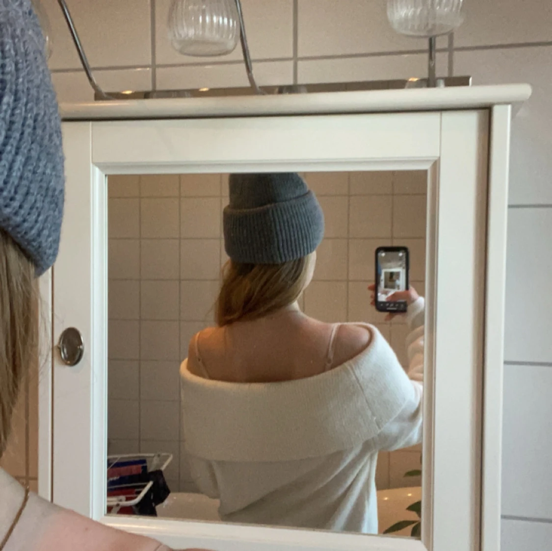 Stickad off shoulder tröja  - 90