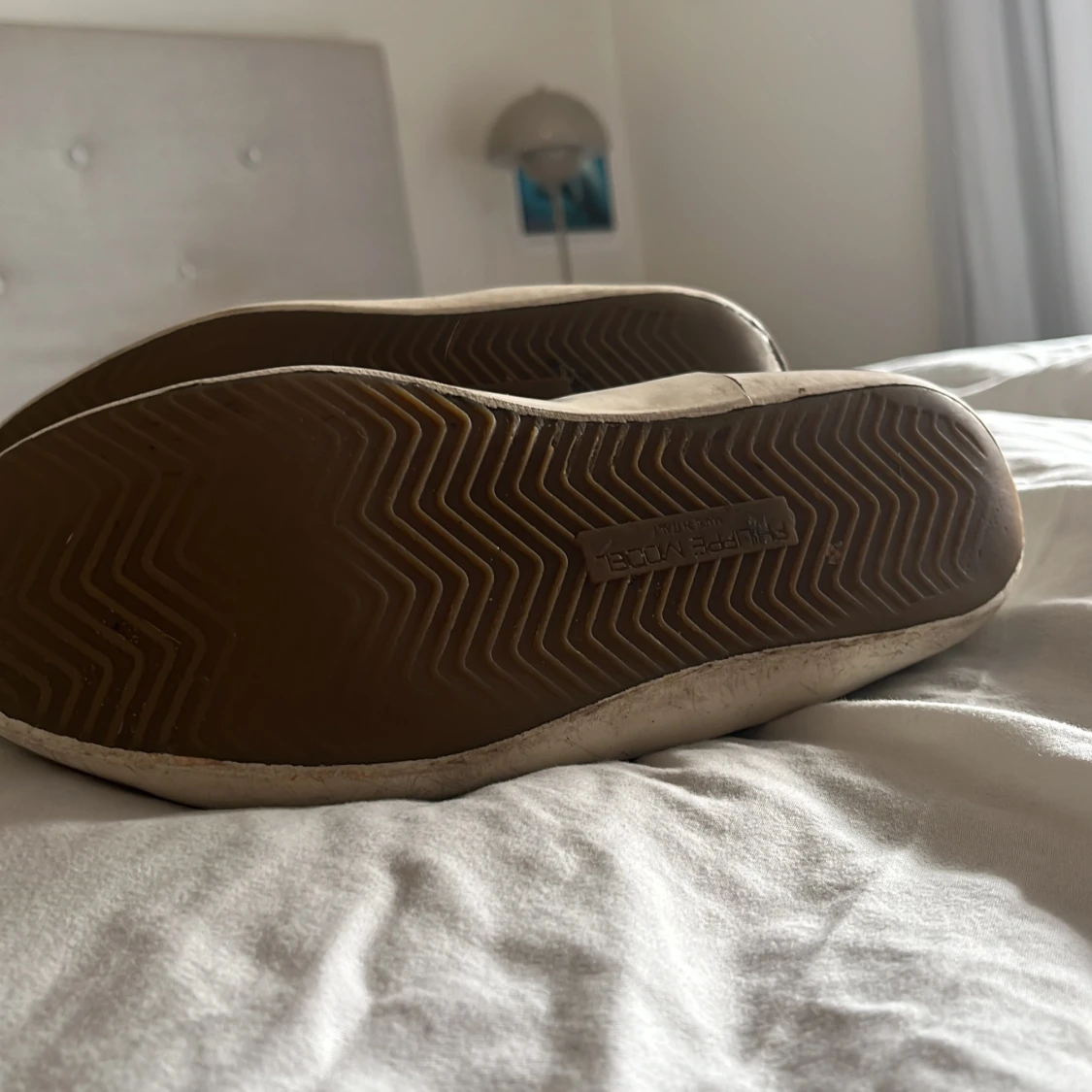 Vita Philippe model sneakers med gröna detaljer  - 92