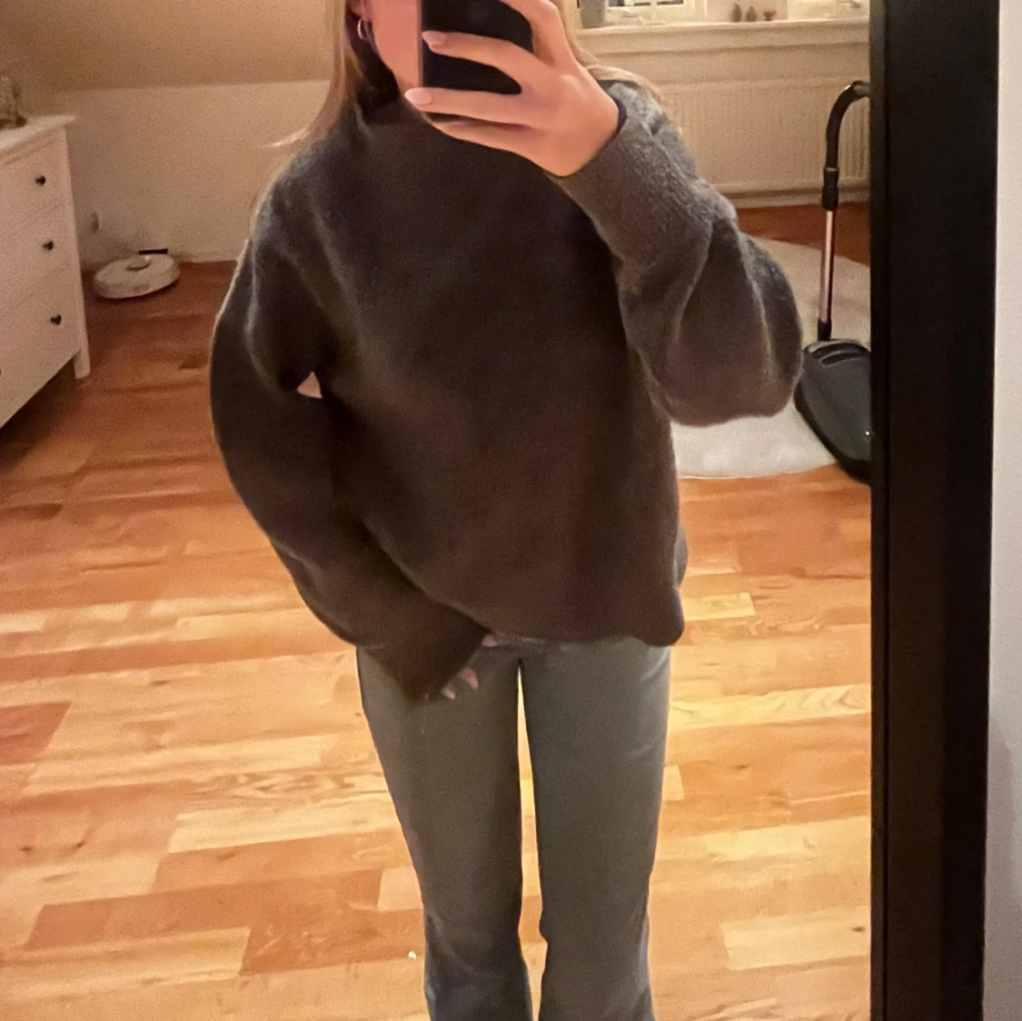 Mörkgrå stickad tröja - 90