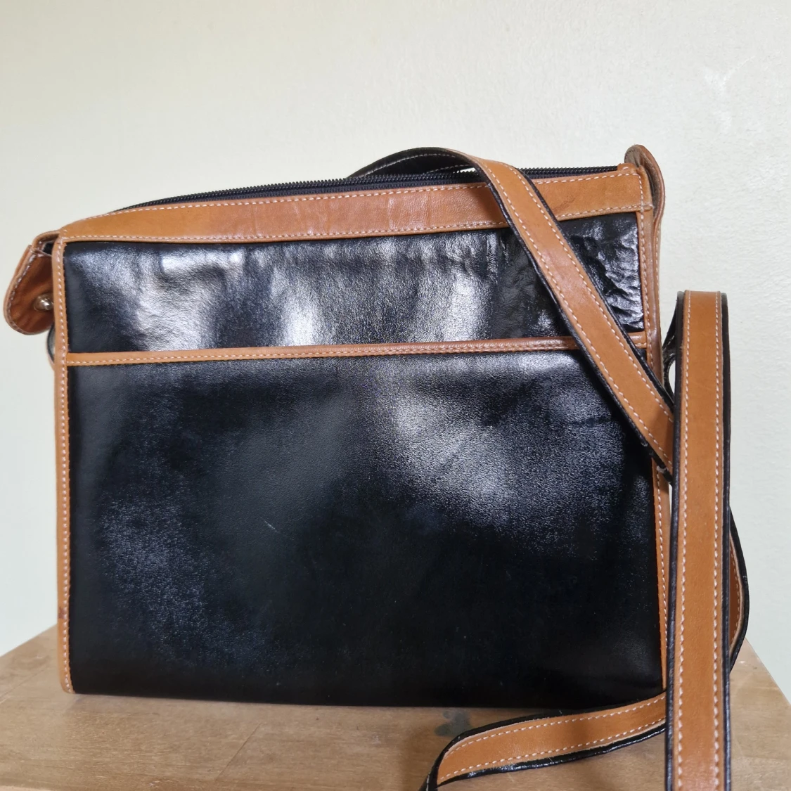 Vintage -Svart och brun axelväska med dragkedja (YSL - Osäker på äkthet!) - 90