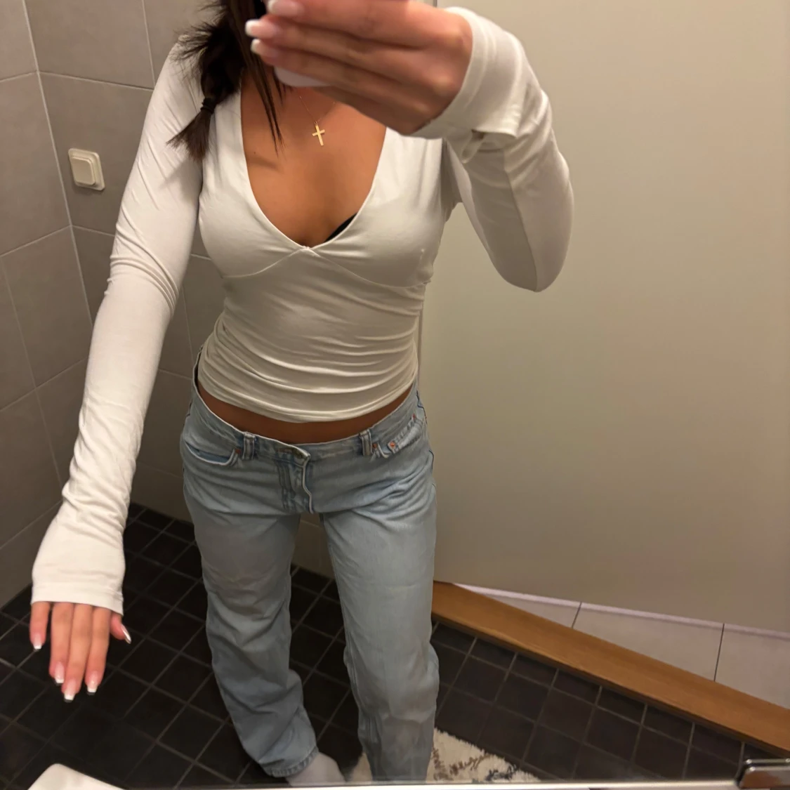 Vit långärmad topp - 91