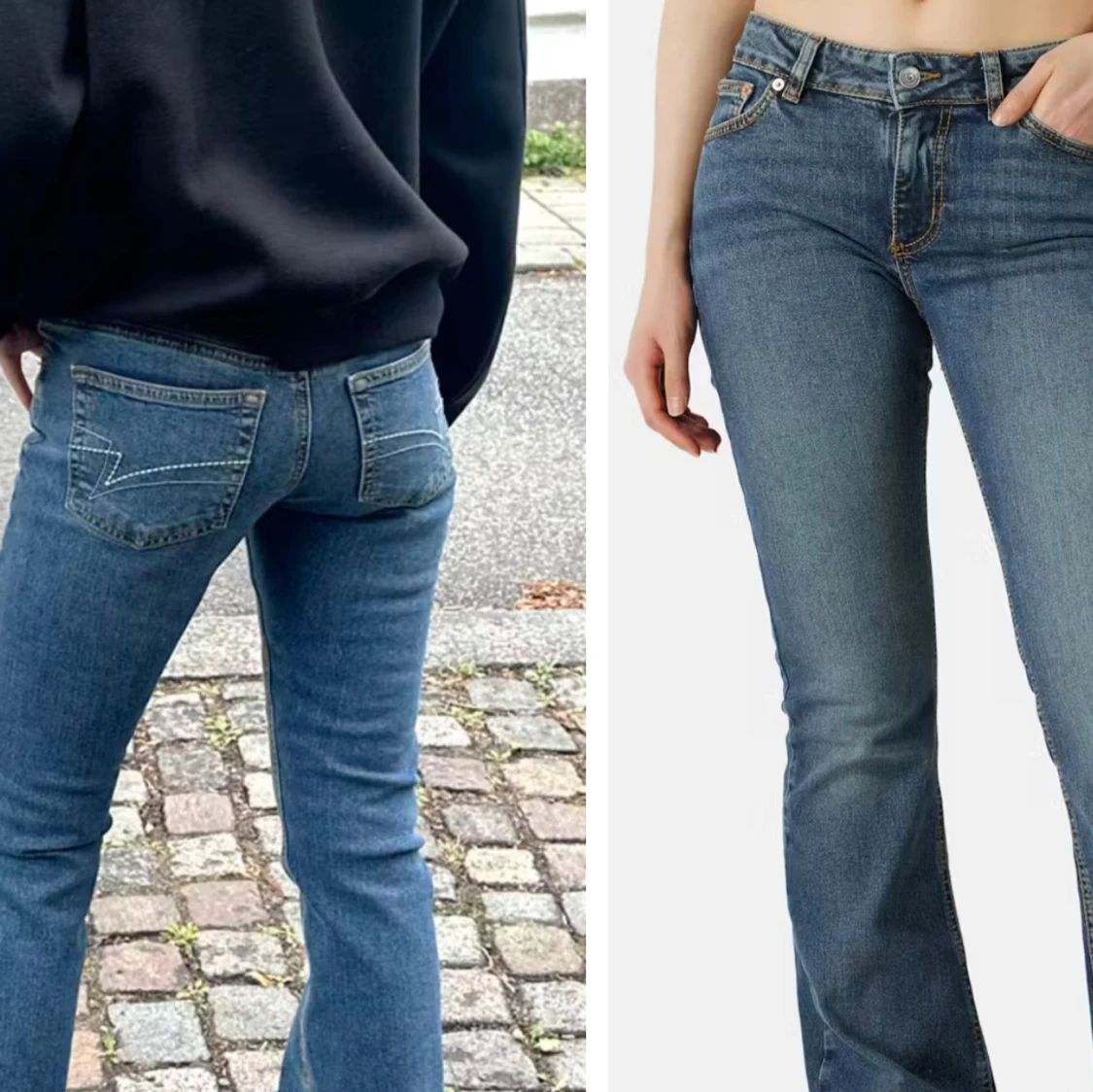 blå bootcut jeans - 90