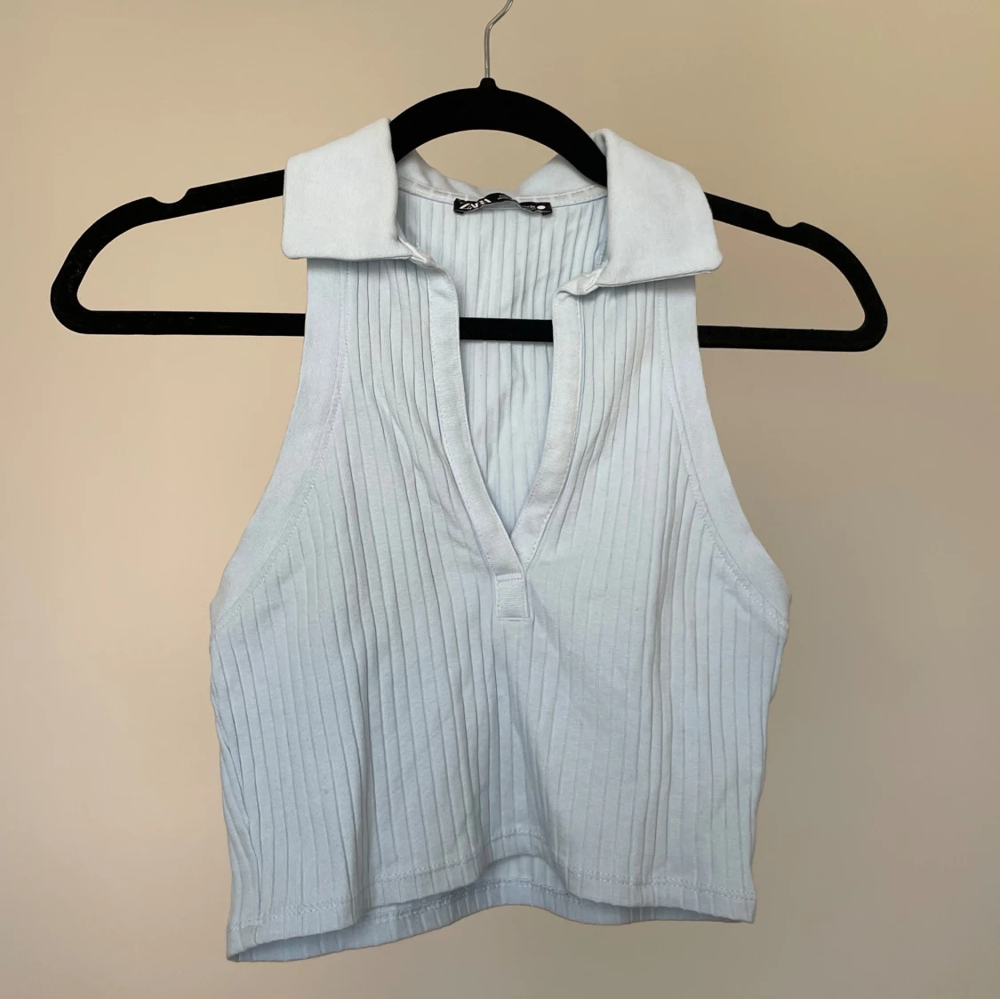 Ljusblå ribbad ärmlös topp från Zara - 90